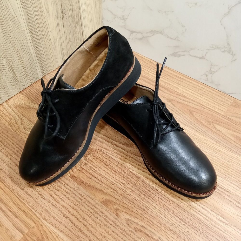 SoftWalk Willis Womens Sz 6W Black Leather Suede Oxford Lace Up‎ S1811-006